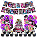 Pikkukuva 1 / 5: REMAKE Monster High Synttärijuhlatarvikkeet - Banneri, Ilmapallosetti ja Kakun Koristeet
