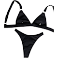 Miniatyrbillede 5 af 5: Push-Up Bikini Sæt med Ringbånd & Trekant Top Sort L