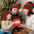 Miniatyrbild 3 av 5: Tomtehatt Elf Julhatt Stickade Hattar För Kvinnor Män Varm Hatt Med Pompom Jul Nyår Fest Röd Grön Medium