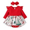 Miniatyrbillede 2 af 5: Pige Julekjole, Efterår/Vinter Jumpsuit, Langærmet Baby Jumpsuit
