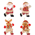 Miniatyrbilde 4 av 5: Julepynt Ornamentsett med 4 Snømann Rein Rutete Bjørn Plysj Hengedekor for Hjem Hage Jul Feriefest Gave