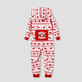 Miniatyrbilde 1 av 5: Julefamiliens matchende festivaltema heltrykte langærmede fleece hettegensere pyjamas (flammesikre) rød baby 12-18M