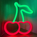 Miniatyrbilde 2 av 5: Rød Grønn Kirsebær Neonlys, Kirsebær Neon Skilt for Veggdekorasjon, Søte Frukter LED Skilt for Barnerom, Restaurant, Bar, Fruktbutikk, Hjem Grønn+R...