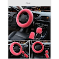 Miniatyrbild 3 av 4: Set med 3 vintermode-handbromsskydd i ull för kvinnor, mjukt fluffigt rosa