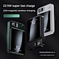 Miniatyrbillede 4 af 5: Magnetisk Bærbar Oplader 20000 mAh Hurtig Opladning 22.5W Bærbar MagSafe Power Bank Lilla 20.000 MA sort