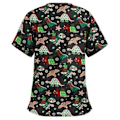 Miniatyrbillede 3 af 4: Jule-Sygeplejerske Uniform Scrub Kortærmet T-shirt Jule-Blouse Tee Tops XL Dinosaur Sort