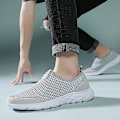 Miniatyrbilde 2 av 4: Vulkaniserte Sko Herre Sneakers Pustende Herre Fritidssko Sklisikre Loafers for Menn 2G2036 Lysegrå