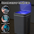 Miniatyrbild 1 av 3: Smart Induktionsstyrd Touch-avfallskorg Självstängande Självbytande Papperskorg Automatisk Locköppning Fö Three-mode Black 16L