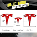Pikkukuva 4 / 5: 3-pakkauksen Tesla Model 3 -auton ohjauspyörän embleemitarrat (punainen)