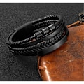 Miniatyrbillede 4 af 5: Fars Dag Sort Læderarmbånd Til Mænd Ægte Flettet Læder Stort Wrap Armbånd Med Mave