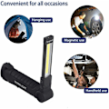 Miniatyrbillede 2 af 4: USB Genopladelig Lommelygte LED Arbejdslampe Bærbar Magnetisk COB Hængekrog til Udendørs Camping Reparationslampe (2 STK Små)