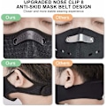 Pikkukuva 3 / 4: Urheilupölymaskit + 12 aktiivihiilisuodatinta, uudelleenkäytettävät hengittävät ulkoiluun, puutöihin, nurmikonleikkuuseen ja juoksuun, pyöräilyyn, musta