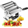Pikkukuva 1 / 5: Pastakone, manuaalinen, 7 säädettävää paksuutta, 403 ruostumatonta terästä Tagliolinille, Fettuccinelle, Lasagnelle, Raviolille ja Spagetille (7 säädettävää paksuutta)