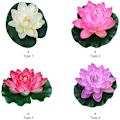 Miniatyrbillede 2 af 4: 7 tommer Kunstige Flydende Lotusblomster Falsk Åkande Flydende Pool Hjem Dam Akvarium Dekoration Planter