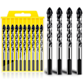 Miniatyrbild 1 av 4: Multifunktionell Karbid Twist Triangel Borr Set ([Set] 5 st Svarta Twist Triangel Borr Set: 6, 8, 10, 12mm)