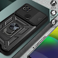Miniatyrbillede 6 af 9: Magnetisk armor kickstand-mobilcover med ring Redmi 9C/POCO C3/10A Svart Sort