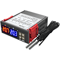 Miniatyrbillede 1 af 4: Dual Digital Display Termostat Temperaturregulator med Dobbelt NTC Sensor Relæudgang, DC 24V - DC 24V