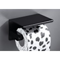 Miniatyrbillede 2 af 5: Sort Toiletpapirholder, 304 Rustfrit Stål Toiletpapirholder med Hylde, Vægmonteret Toiletpapirholder til Badeværelse-