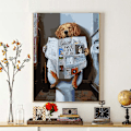 Miniatyrbild 1 av 3: DIY digital oljemålning handmålad djurmålad inredning (läsande hund),