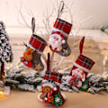 Miniatyrbild 2 av 5: Juldekorationer, tredimensionell julgransprydnad med dockor, gubbe + snögubbe + älg + björn