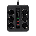 Pikkukuva 1 / 3: EU Type-C 6-osainen jatkojohto 5 USB-portilla Svart Sort