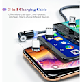 Pikkukuva 5 / 5: Kolme-yhdessä magneettikaapeli, suora kaareva magneettinen latauskaapeli, musta 1 metri, + kolme Android + TYPEC + kaksipuolinen Apple