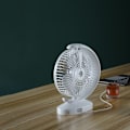 Miniatyrbillede 3 af 5: Bærbar oscillerende bordventilator, lille, med USB-opladning, ideel til kontor, rejser, hjem, soveværelse. Farve: Hvid.