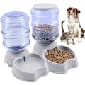 Miniatyrbillede 1 af 5: 3,8L Automatisk Foder- og Vanddispenser til Kæledyr, Stor Kapacitet Kæledyrsfoderautomat til Hund/Kat/Hundefoderskåls Tilbehør (Grå)