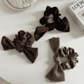 Miniatyrbillede 4 af 4: 2 stk. store satin scrunchies til tykt hår Svart Sort