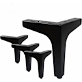 Miniatyrbillede 1 af 5: Trident Sofaben Møbelben Metal TV Skab Sofabord Fødder Mat Sort-17cm 4 stk