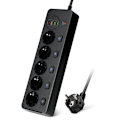 Miniatyrbild 3 av 4: BKL-505 EU Snabdande Power Strip Svart Sort