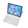 Miniatyrbillede 1 af 5: Læderetui med RGB Bluetooth-tastatur til iPad 9,7 tommer Blå Blå