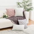 Pikkukuva 3 / 5: Geometrinen puolisuunnikkaan muotoinen muhkea sohvatyynynpäällinen, yksivärinen koristetyynynpäällinen kotiin (2 kpl, vaaleanpunainen, 45*45 cm)