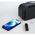 Miniatyrbillede 3 af 5: Bærbar FM-radio til udendørs sport, Bluetooth-højttaler subwoofer, trådløs Bluetooth-højttaler solcelle lommelygte (sort),