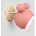 Miniatyrbillede 3 af 4: Nordisk Stil Sød Træbjørn Væglampe Indendørs Sengelampe Læselampe til Soveværelse Stue Børneværelse (Pink)