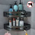 Miniatyrbillede 2 af 5: 2-delt stansfri aluminiumsbeslag, stativ, dobbeltlags kanttrekant, sort