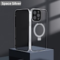 Miniatyrbild 7 av 7: Transparent, Magnetiskt Fodral med Stativ för iPhone 14 Plus Silver Sølv