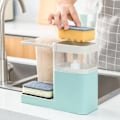 Miniatyrbillede 2 af 4: Grøn vaskemiddelpresse automatisk flydende udløbsboks køkken med håndklædeholder vask kan dræne vandopbevaring multifunktion