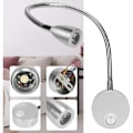 Miniatyrbillede 5 af 5: LED Slange Spotlight Væglampe Indendørs Hotelværelse Sengekant Soveværelse Læse Væglampe 3W Hvidt Lys Sølv - med Kontakt 2 stk