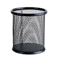 Miniatyrbillede 1 af 3: Kontorartikler Studenter Penholder Multifunktionel Skrivebordsopbevaring Metal Jern Mesh Penholder Affaldsholder Opbevaringsartikler Sort Rund