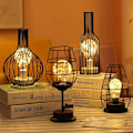 Miniatyrbillede 4 af 5: Dekorativ Bordlampe, Retro Bordlampe, Bur-stil, Natlampe, Retro, Batteridrevet, Skrivebordslampe til Soveværelse [Energiklasse A]