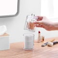 Miniatyrbillede 2 af 5: PS transparent plast dobbeltlags to-i-en stabelbar rund kosmetisk vatrondel opbevaringsboks transparent boks 7*7*19.5cm
