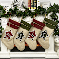 Miniatyrbild 5 av 5: Juldekoration i linne Julstrumpa Presentpåse Godispåse Presentpåse (2 stycken)