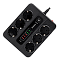 Pikkukuva 3 / 3: EU Type-C 6-osainen jatkojohto 5 USB-portilla Svart Sort