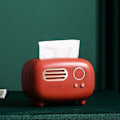 Miniatyrbillede 2 af 5: Radio vævsboks størrelse let luksus gave stue husholdning high-end papirboks kreativ retro vævsboks stor rød