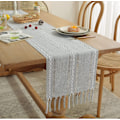 Pikkukuva 1 / 4: Pöytätabletti - Harmaa - Boheemi - Hapsuilla - 35×275cm (Pituus sisältää hapsut) - Vaaleanharmaa