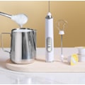 Miniatyrbillede 4 af 4: Hvid Æggepisker USB Opladerkabel Enkelt Hoved Æggepisker Lille Elektrisk Husholdnings Mælkepisker Automatisk Flødeskum Kaffepind Mælkeskummer