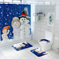 Miniatyrbild 2 av 5: Jul Snögubbe Serie 3D Digitaltryck Vattentätt Duschdraperi Badmatta Toalett 4-Dels Set, A04,