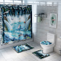 Miniatyrbild 2 av 5: Fyra delars set med Ocean Dolphin-mattor Undervattensvärld toalettmatta Halkfri badrumsmatta,