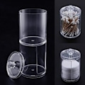 Miniatyrbillede 4 af 5: PS transparent plast dobbeltlags to-i-en stabelbar rund kosmetisk vatrondel opbevaringsboks transparent boks 7*7*19.5cm